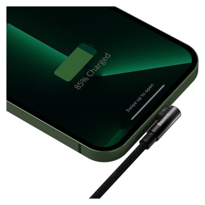 Дата кабель USB 2.0 AM to Lightning 2.0m 2.4A 90° corner black Baseus (CAVP000101)