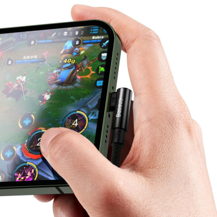 Дата кабель USB 2.0 AM to Lightning 2.0m 2.4A 90° corner black Baseus (CAVP000101)