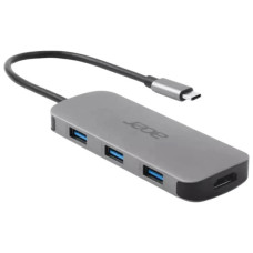 Концентратор Acer USB-C 7-in-1 3xUSB 3.2 + HDMI + USB-C + PD + SD gray (HP.DSCAB.018)