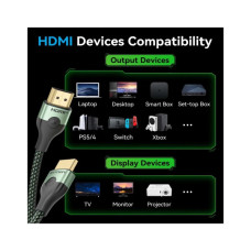 Кабель мультимедійний HDMI M to HDMI M 1.5m 8K ultra thin cotton braided green Vention (ALOGG)