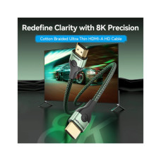 Кабель мультимедійний HDMI M to HDMI M 1.5m 8K ultra thin cotton braided green Vention (ALOGG)