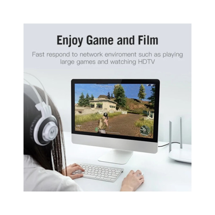 Патч-корд 1м, S/FTP cat 7 RJ-45 black Vention (ICDBF)