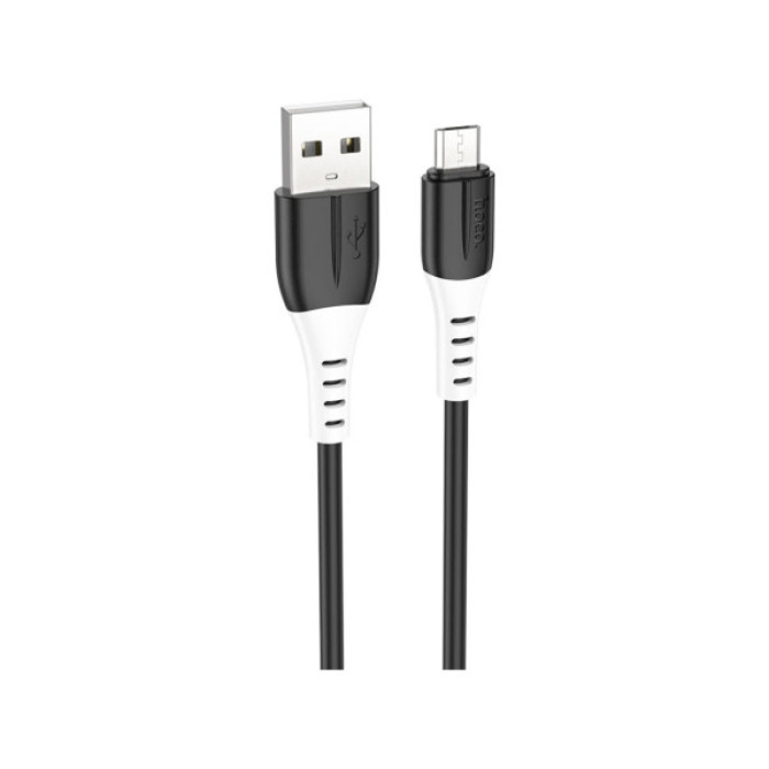 Дата кабель USB 2.0 AM to Micro 5P 1.0m 2.4A silicone X82 black HOCO (6931474768551)