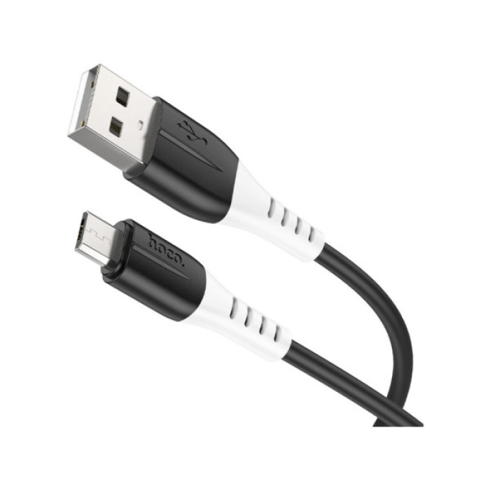 Дата кабель USB 2.0 AM to Micro 5P 1.0m 2.4A silicone X82 black HOCO (6931474768551)
