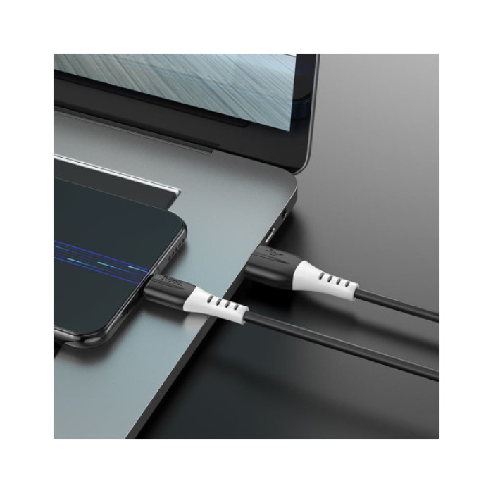 Дата кабель USB 2.0 AM to Micro 5P 1.0m 2.4A silicone X82 black HOCO (6931474768551)