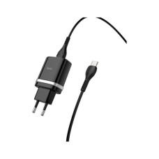 Зарядний пристрій HOCO C12Q Smart USB QC3.0 + cable USB to USB-C 18W Black (6931474716293)
