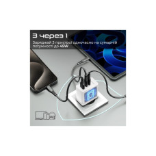 Зарядний пристрій Promate powerport-45 2xUSB-C PD + USB-A QC 45W White (powerport-45.white)