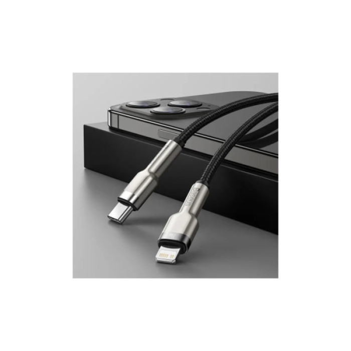 Дата кабель USB-C to Lightning 0.25m 20W Cafule Series Meta black Baseus (CATLJK-01)