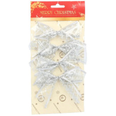 Прикраса декоративна Chomik бант органза 4 шт, 10 х 10 см, срібний (5900779853737_2)