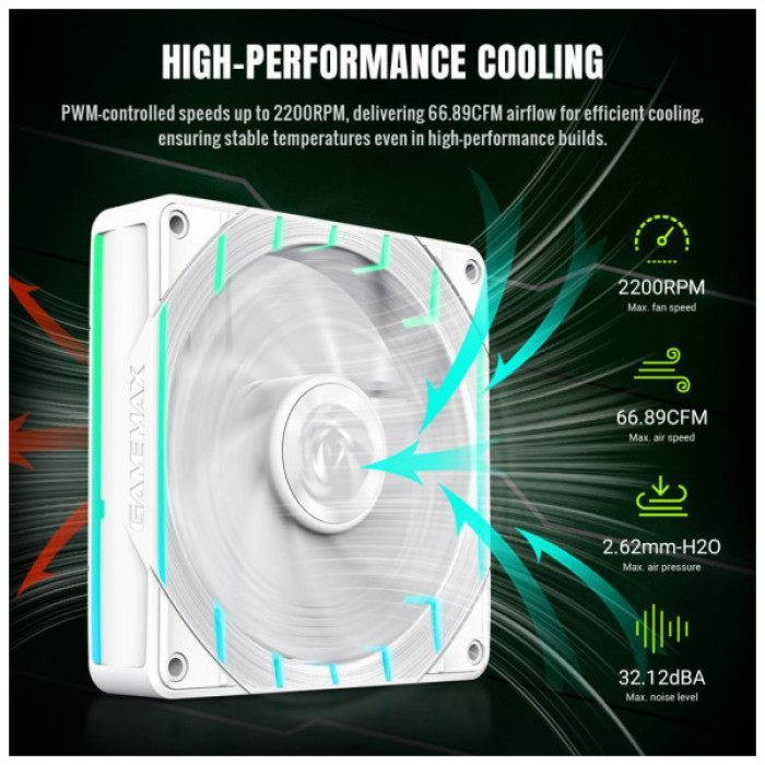 Кулер до корпусу Gamemax Tornado T12 ARGB-W