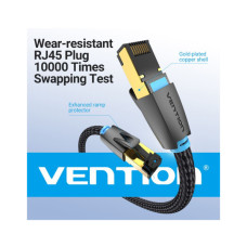 Патч-корд 0.5м, S/FTP cat 8 RJ-45 COPPER black Vention (IKGBD)