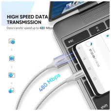 Дата кабель USB 2.0 AM to USB-C 2.0m 3.0A 18W US288 White Ugreen (60133)