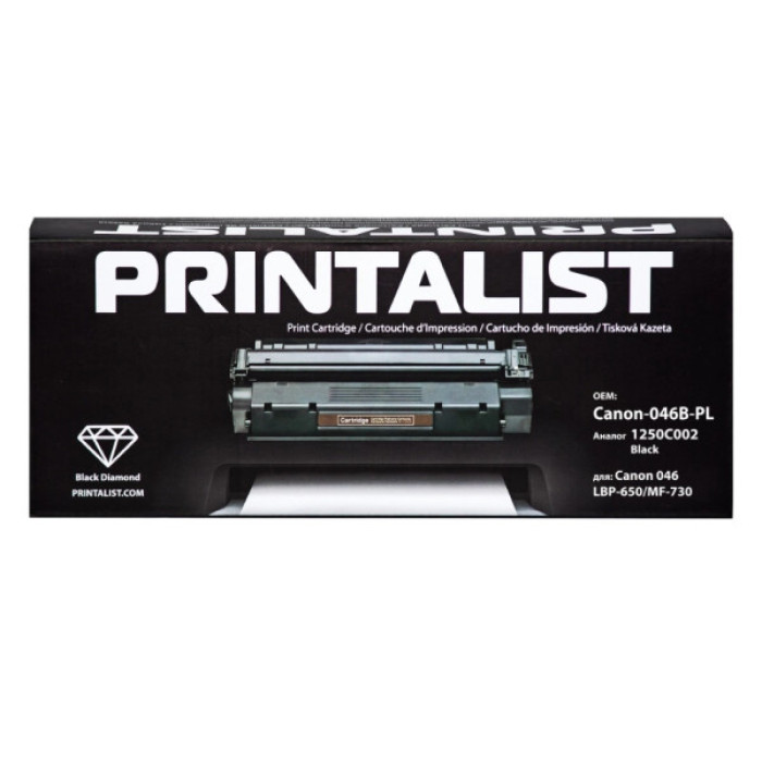 Картридж Printalist Canon 046, LBP-650/MF-730 1250C002 Black (Canon-046B-PL)