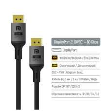 Кабель мультимедійний DisplayPort M to DisplayPort M 3.0m V2.1 16K black ColorWay (CW-CBDP092-BK)