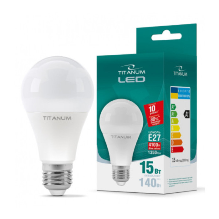 Лампочка TITANUM A65 15W E27 4100K 220V (TLA6515274)