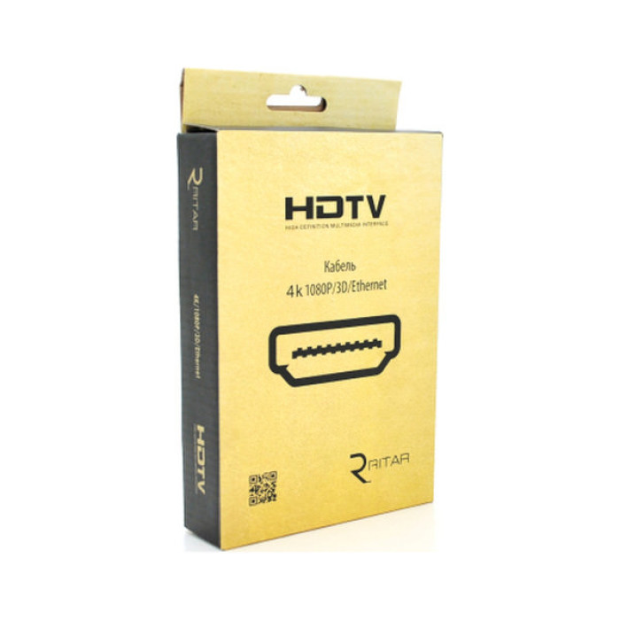 Кабель мультимедійний HDMI M to HDMI M 2.0m V2.0 4K black Ritar (HDMI(M)/(M)V2.0-2m-347B)