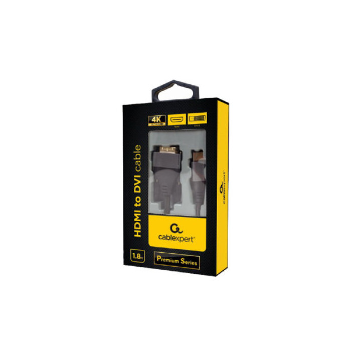 Кабель мультимедійний HDMI M to DVI M 1.8m 4K 30Hz 18+1pin Cablexpert (CC-HDMI-DVI-4K-6)