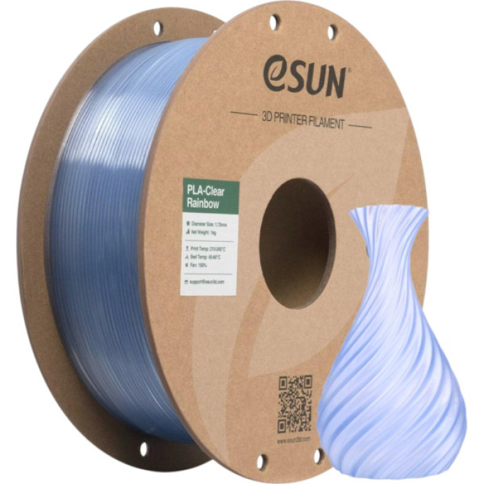 Пластик для 3D-принтера eSUN PLA Clear Rainbow 1,75mm 1kg Blue-Crystal (PLA-CLRB175O-CB1P1)