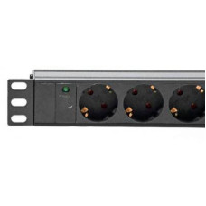 Силовий блок Kingda 19" 1U 9xSchuko, С14, без кабеля (KD-GER(16)N1009WKPB19A-C14)