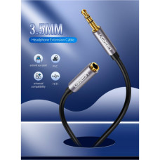 Кабель мультимедійний 3.5mm M to 3.5mm F 1.0m AV118 gray Ugreen (10592)