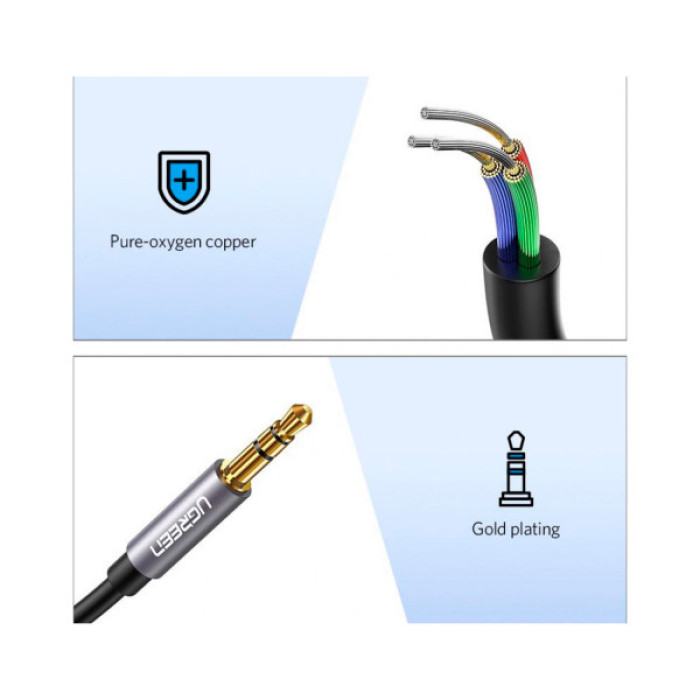 Кабель мультимедійний 3.5mm M to 3.5mm F 1.0m AV118 gray Ugreen (10592)