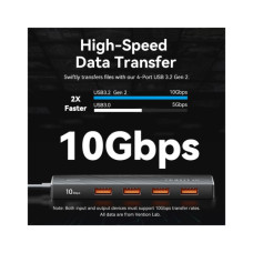 Концентратор Vention USB to 4xUSB 3.2 Gen2 + USB-C 10Gbps 0.15m black (CHOBB)