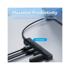 Концентратор Vention USB to 4xUSB 3.2 Gen2 + USB-C 10Gbps 0.15m black (CHOBB)