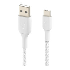 Дата кабель USB 2.0 AM to USB-C 1.0m braided white Belkin (CAB002BT1MWH)