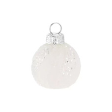 Ялинкова іграшка Chomik скляні кульки 4 см, 6шт, білі з блискітками (5900779855786)