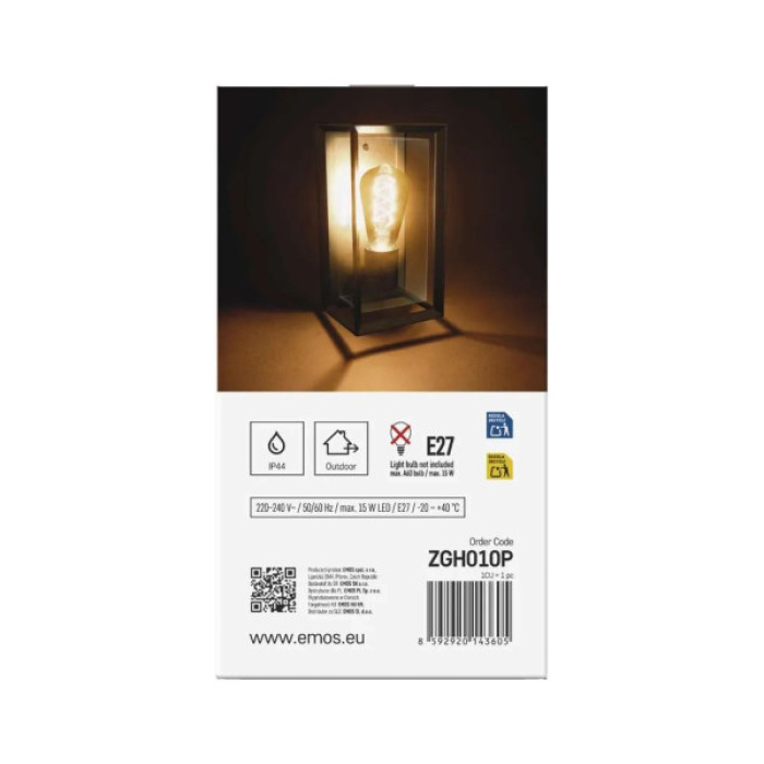 Світильник EMOS E27 IP44 15W (ZGH010P)