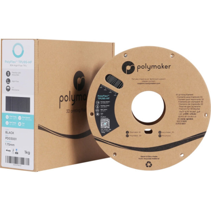 Пластик для 3D-принтера Polymaker TPU-95A HIGH SPEED 1,75mm 1kg BLACK (PD03001)