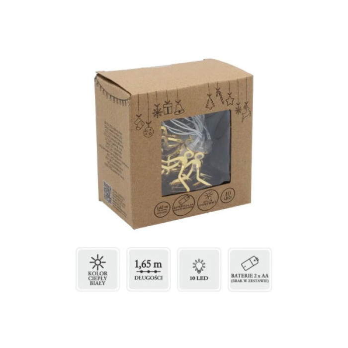 Гірлянда Chomik Зірки 3D 1.65 м 10 LED Теплий білий (5900779854109)