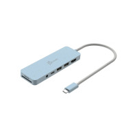 Концентратор J5create USB-C 6-in-1 2xUSB 3.2 + USB-C PD + HDMI 4K + SD/TF + 3.5mm cyan (JCD373EC-N)