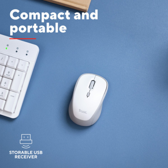 Мишка Trust Yvi+ Silent Wireless/Bluetooth White (25513)