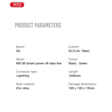 Дата кабель USB 2.0 AM to Lightning 1.0m 2A zinc alloy black XO (NB138-L-1-BK)