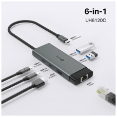 Концентратор TP-Link USB 3.0 6-in-1 2xUSB 3.0 + 1xUSB-C + 1xHDMI + 1xRJ45 + PD 100W (UH6120C)