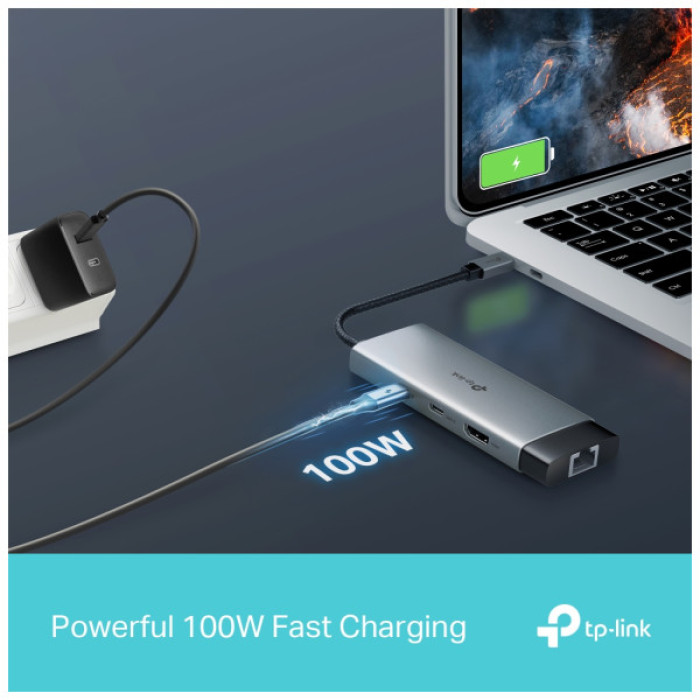 Концентратор TP-Link USB 3.0 6-in-1 2xUSB 3.0 + 1xUSB-C + 1xHDMI + 1xRJ45 + PD 100W (UH6120C)