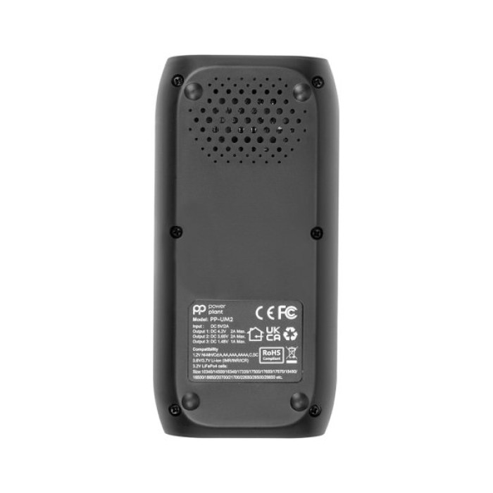 Зарядний пристрій для акумуляторів PowerPlant PP-UM2 (Ni-Mh, Ni-Cd, Li-ion, LiFePO4 / input DC 5V/2A) (AA620180)