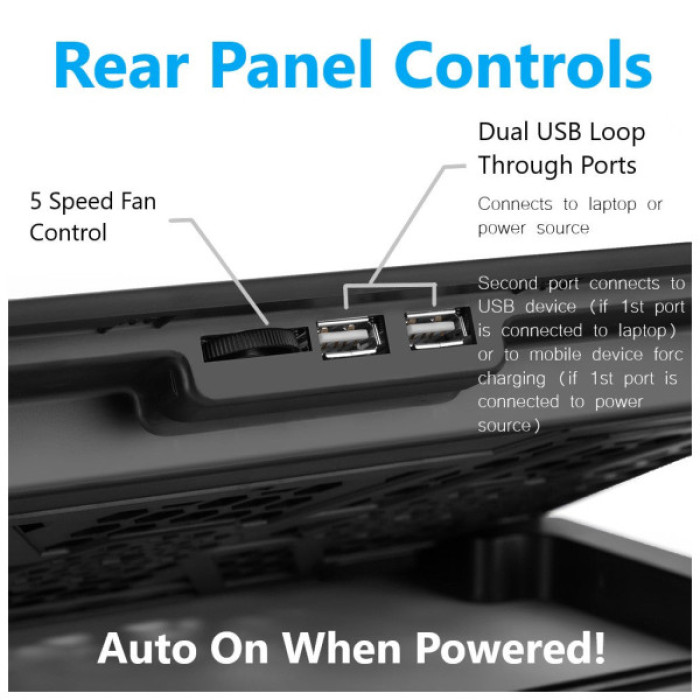 Підставка до ноутбука IceCoorel 10-15.6", 6*60mm 2500 RPM, 2*USB, 353x255x32mm, Black (A9)