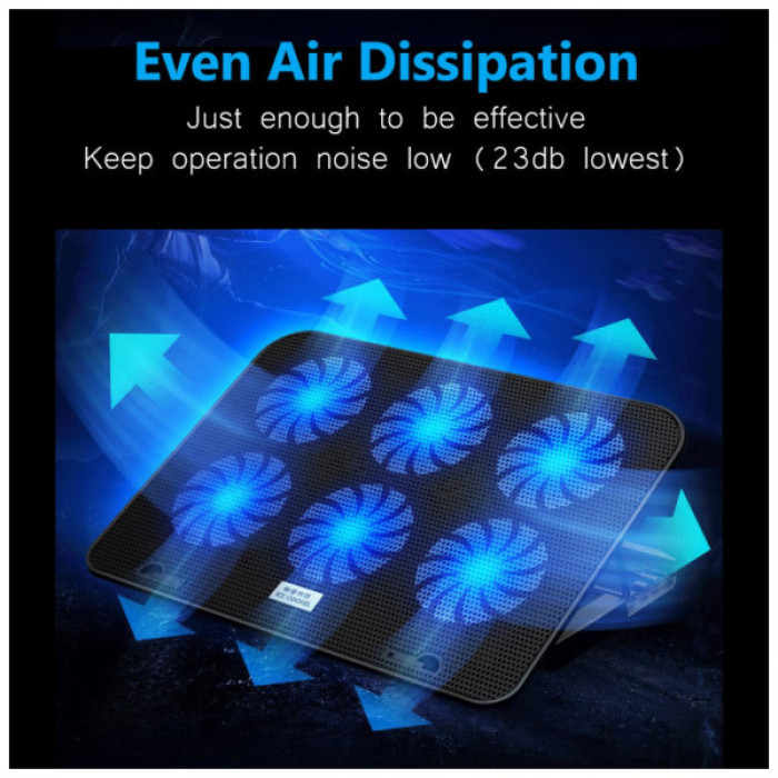 Підставка до ноутбука IceCoorel 10-15.6", 6*60mm 2500 RPM, 2*USB, 353x255x32mm, Black (A9)