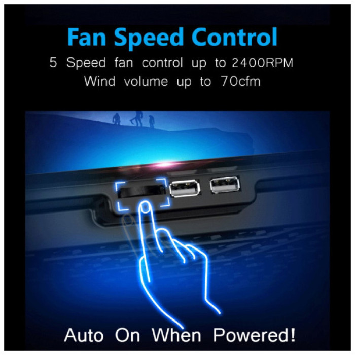 Підставка до ноутбука IceCoorel 10-15.6", 6*60mm 2500 RPM, 2*USB, 353x255x32mm, Black (A9)