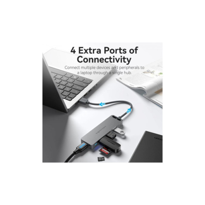 Концентратор Vention USB 3.0 to 4xUSB 3.0 black (CHLBB-SCB)