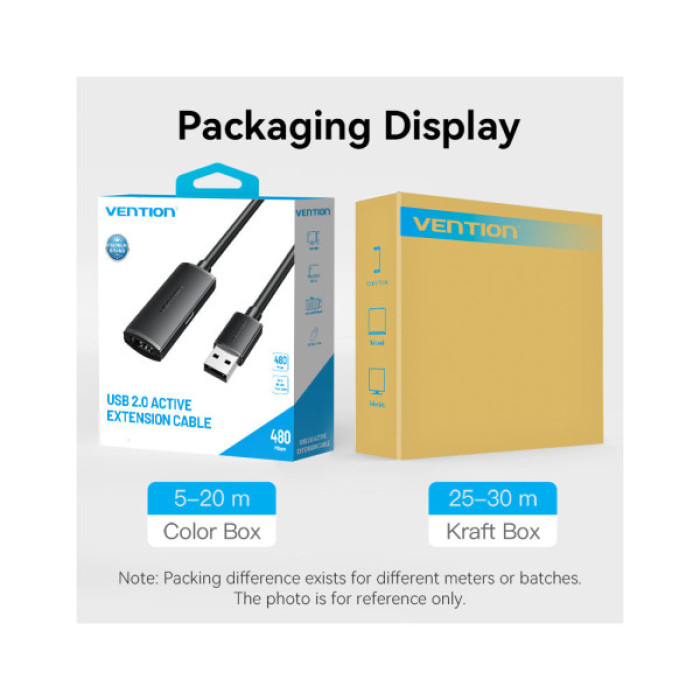 Дата кабель USB 2.0 AM/AF 5.0m Active black Vention (CBKBJ)