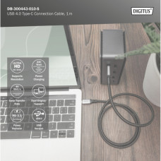 Дата кабель USB-C to USB-C 1.0m USB 4.0 black Digitus (DB-300443-010-S)