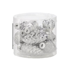 Ялинкова іграшка Chomik скляні прикраси Шишки 16 шт, 3х6 см, срібні (5900779882119_2)