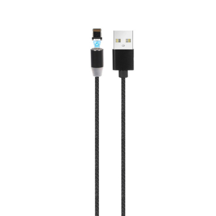 Дата кабель USB 2.0 AM to Lightning magnetic black Denmen (DN-D09L-BK)