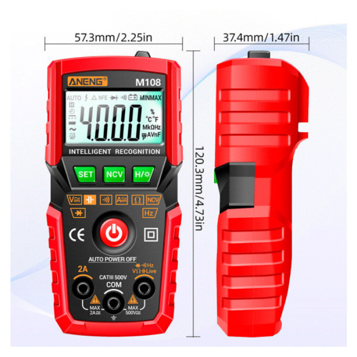 Цифровий мультиметр ANENG M108, V, A, R, C, T, F (M108)