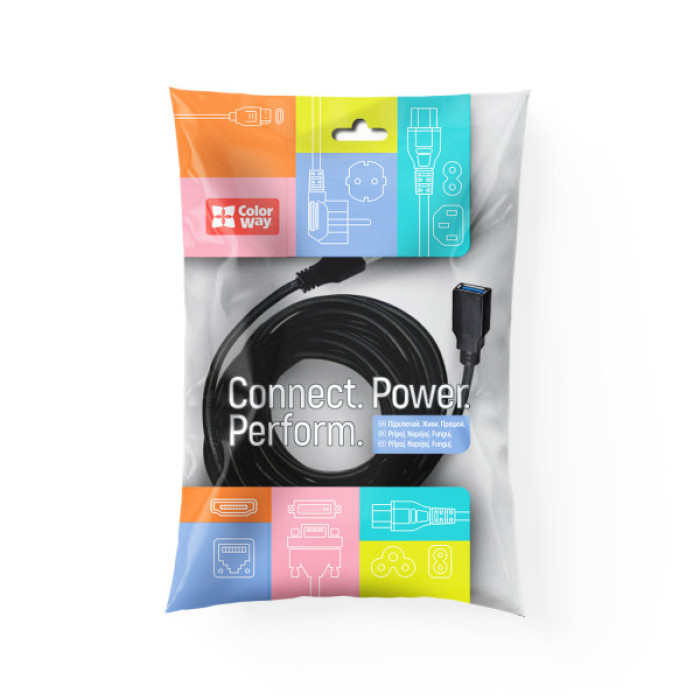 Дата кабель USB 3.0 AM/AF 1.8m black ColorWay (CW-CBUF075-BK)