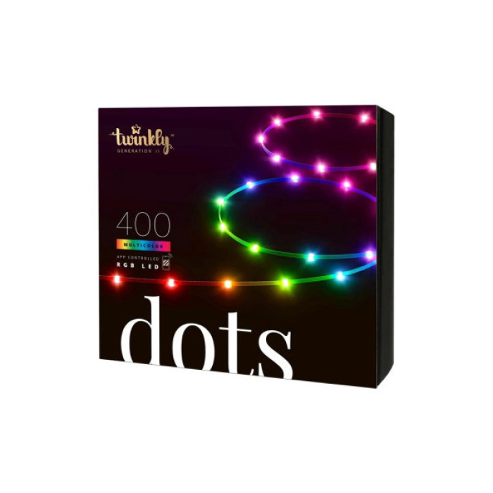 Гірлянда Twinkly Smart LED, Dots 400 RGB LED Lights String Black Wire Plug IP44 20м (TWD400STP-BEU)