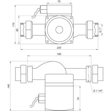 Циркуляційний насос Optima OP25-40-180, G 1 1/4", 10 бар, 180мм, 71Вт, 230В (8120)